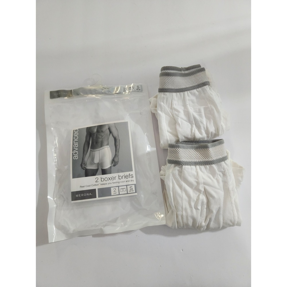 Merona Boxer Briefs White Advanced Real Cool‎ Cotton 2 Pack Size S 28-30